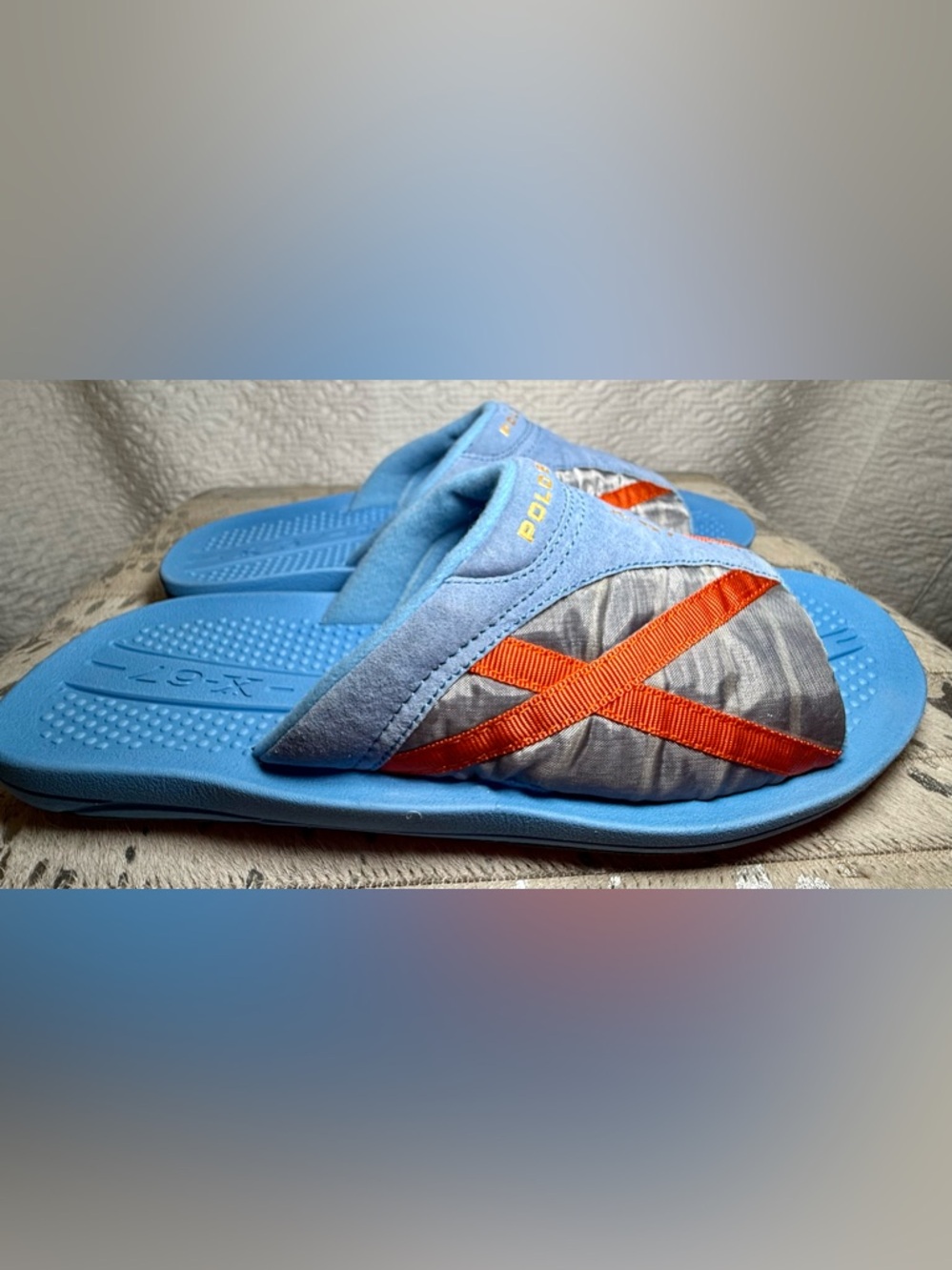 Polo Sport by Ralph Lauren X-67 sports slides in Blue & Orange SZ 11